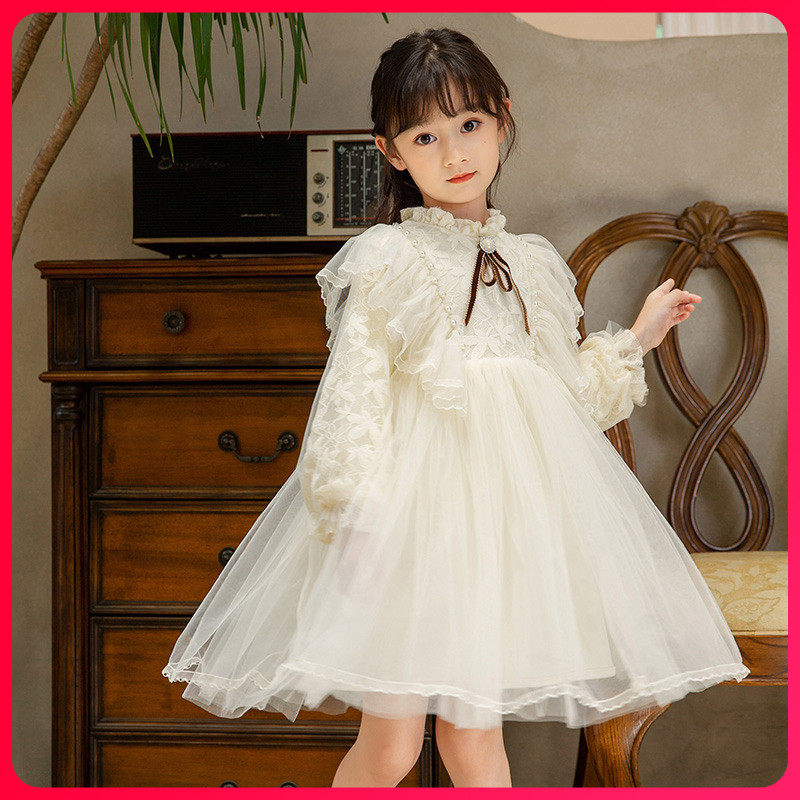 South Korean girl's dress spring autumn clothing new children's autumn and winter foreign pie princess dresses long sleeve birthday dress fluffy dress