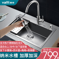 East China Nano Sink Single Groove Stainless dishwashing tank Large washing basin Kitchen Flush basin Kitchen Embedded Home