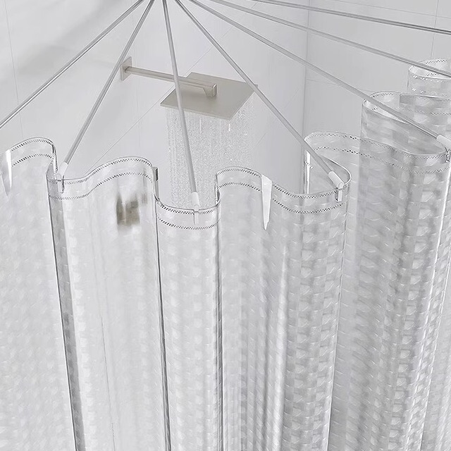 Shower Curtain Rod No-Drill Set Stainless Steel Fan-Shaped Curved Corner Bendable Semi-Circular Ul Bathroom Foldable Support