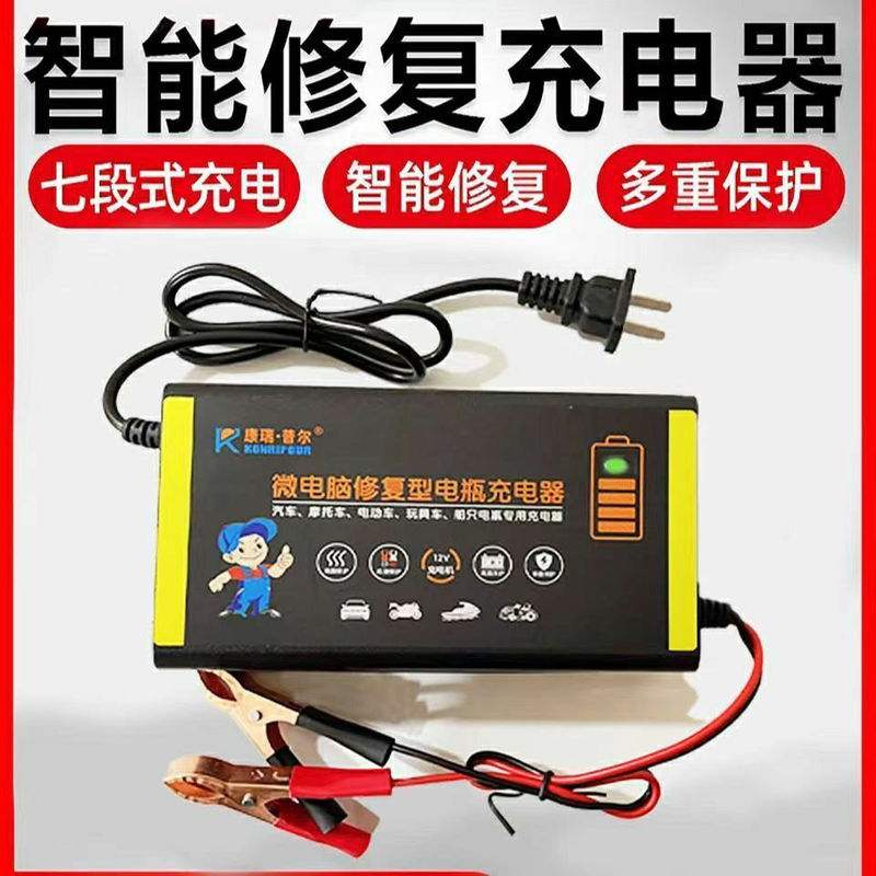 12V Car, Light Truck, Sedan, Motorcycle Battery Pulse Repair Charger, Battery Charger 12V Universal