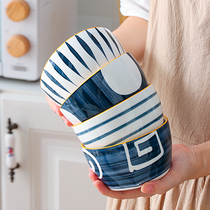 Nordic minimalist bowl household meal 10 packs combined rice bowl ceramic square bowl new air fryer special bowl