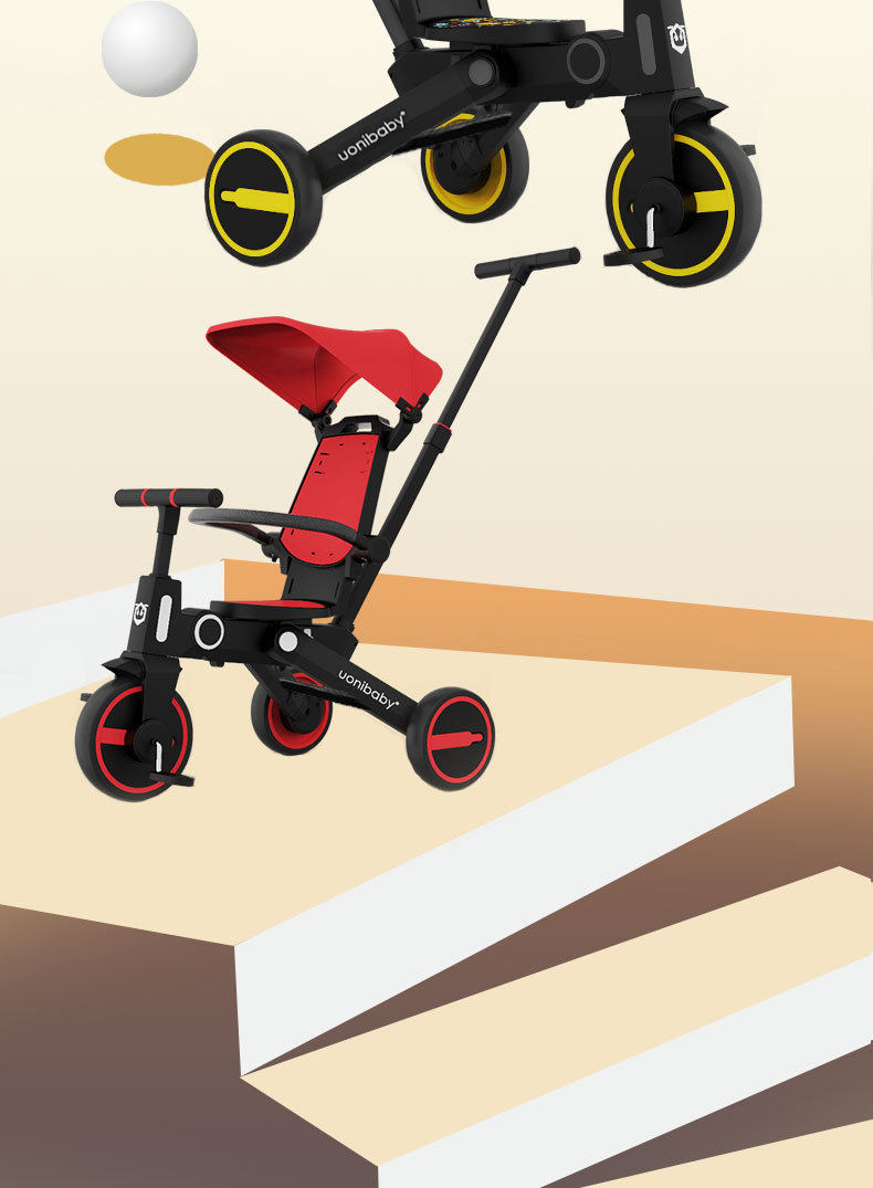 Трехколесный велосипед uonibaby儿童三轮车溜娃神器手推车轻便可折叠1-2-6岁宝宝脚踏车