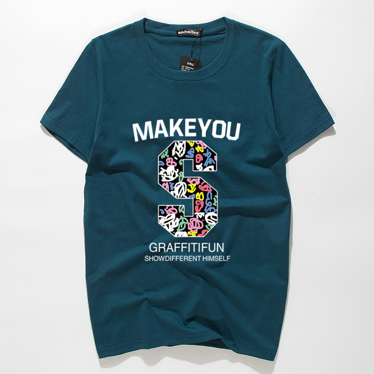 Mùa hè mới, áo thun nam ngắn tay cộng với phân bón để tăng chất liệu cotton cổ tròn in 5XL tay áo thể thao thông thường Mẫu áo phông nam đẹp 2019