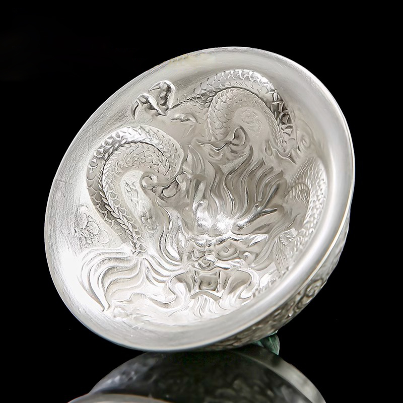 Light Luxury Real Silver Cup, Wine Cup, Anti-Scalding Hollow Silver-Plated Cup, Handcrafted Dragon Single Cup, Porcelain Tea Bowl Light Luxury Real Silver Cup, Wine Cup, Anti-Scalding Hollow Silver-Plated Cup, Handcrafted Dragon Single Cup, Porcelain Tea Bowl