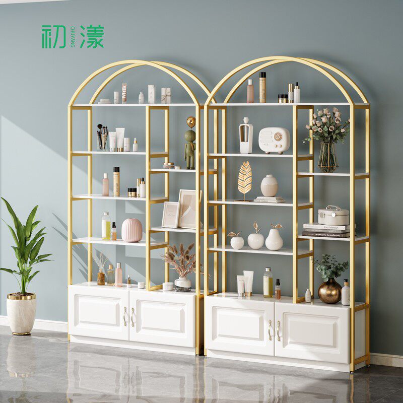 Beauty salon rack light luxury shelf display rack skin care product display cabinet cosmetic showcase product nail cabinet