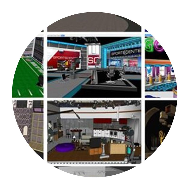 SU Live room Model Sketch Industrial style Design TV news Live room Studio Recording Live stage
