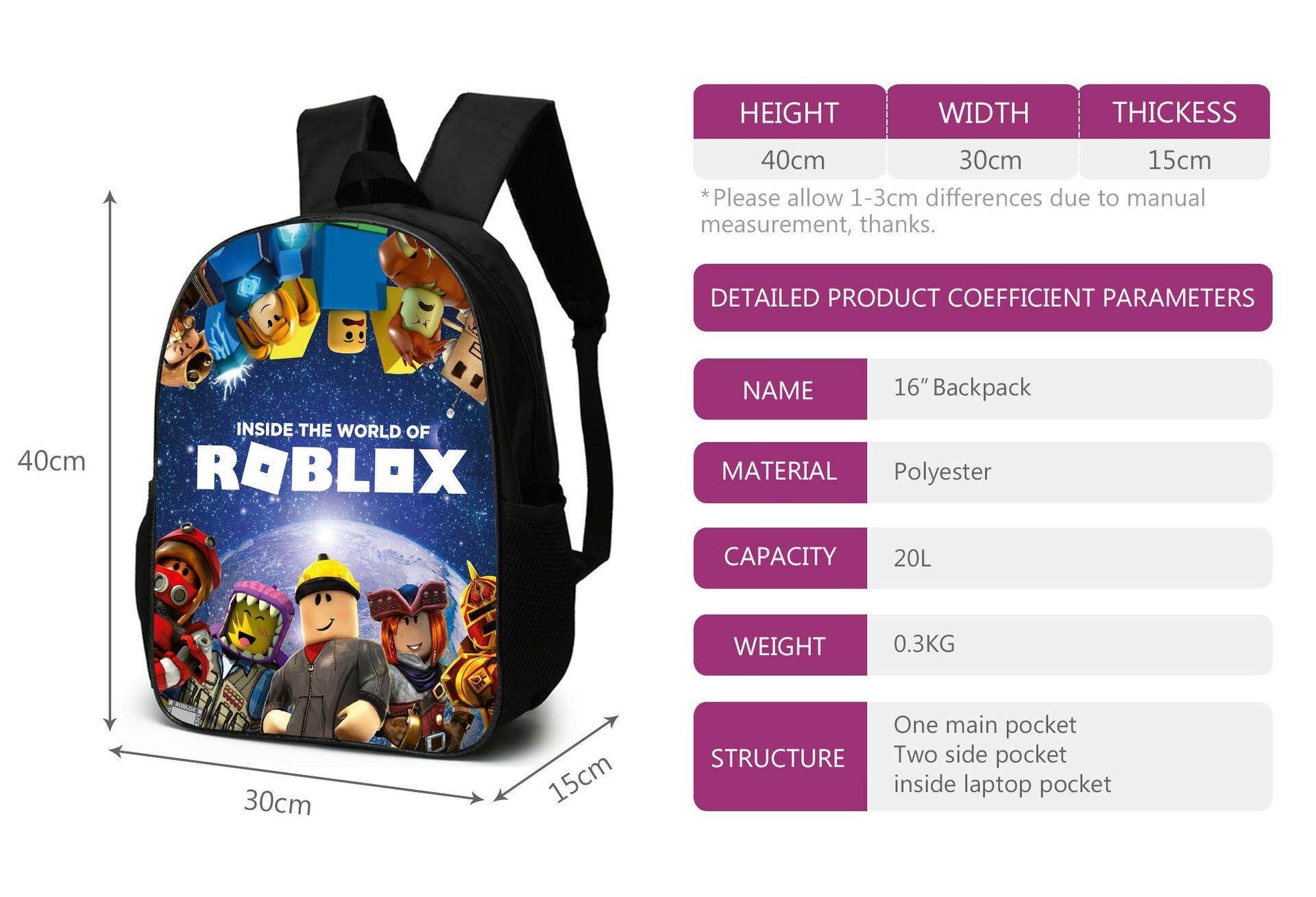 товар из китая roblox学生书包背包周边双肩包旅游笔袋挎包三件套backpack背包潮