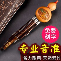Professional performance Hulusi Natural 3-tone purple bamboo drop B c g f A tune beginner d students zero basic musical instruments