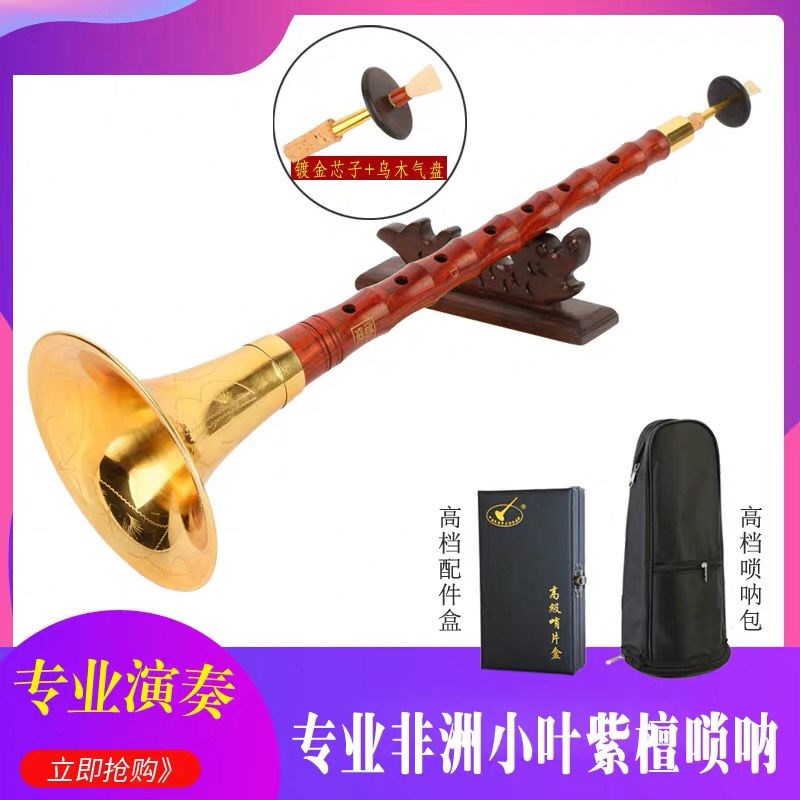 Professional playing small leaf purple sandalwood Musical Instrument D Tune C Cut B Tune Size Full Set Suona African Purple Sandalwood Suona