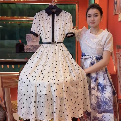 Летнее элитное платье, изысканная длинная юбка, французский стиль, изысканный стиль, высокая талия