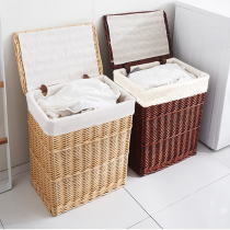 Bedside put clothes artifact dormitory home bedroom dirty clothes basket storage basket rattan barrels with lid toy frame weaving