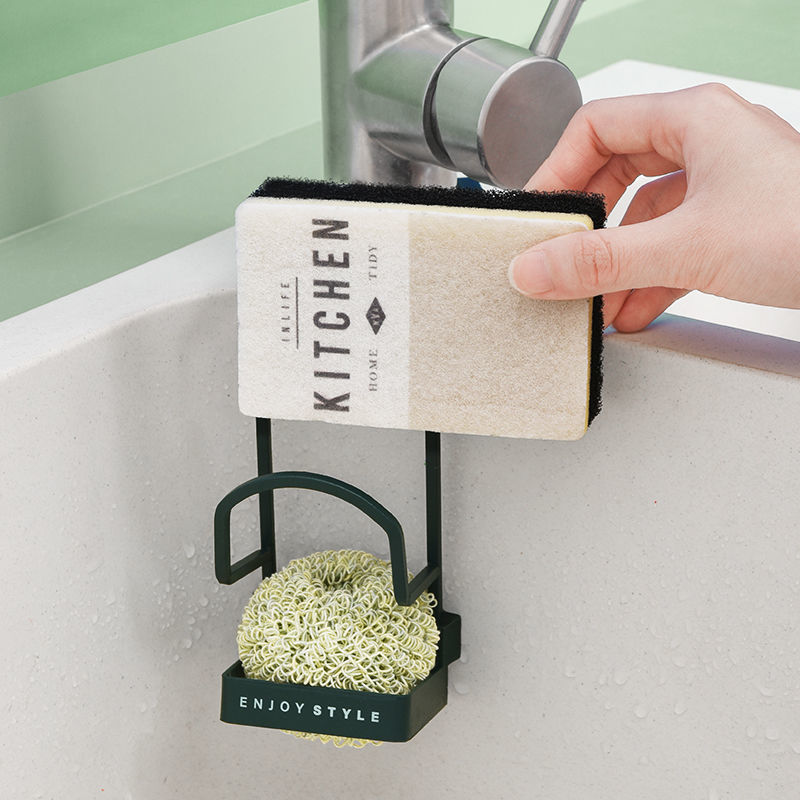 Under the faucet, drain rack, sink rack, cleaning ball, sponge, scouring pad, storage kitchen, sink, sink