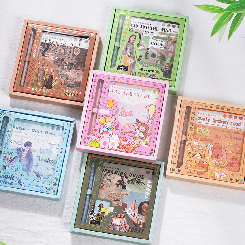 Hand account stickers Net celebrity style leisure suit big gift box hand book and stickers and tape series for hand book