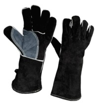 35cm double-layer long leather welding gloves heat-insulating and high-temperature resistant anti-splash gloves labor protection welding gloves