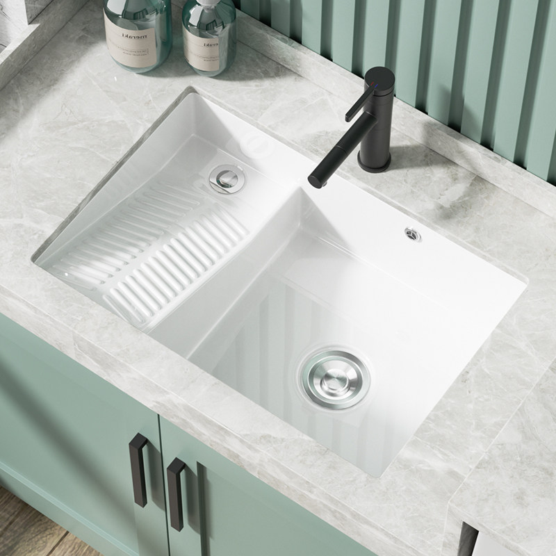 Kahnman ceramic laundry basin with washboard home balcony laundry tank double water laundry pool large size under-counter basin