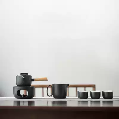 DECLEOR travel tea set Japanese modern Study Office portable black pottery silver gift cooking tea pot set