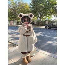 FAD SINCGO Girls Jackets Autumn and Winter Childrens Windbreaker Long Style Western Girls Thickened Baby Woolen Coat