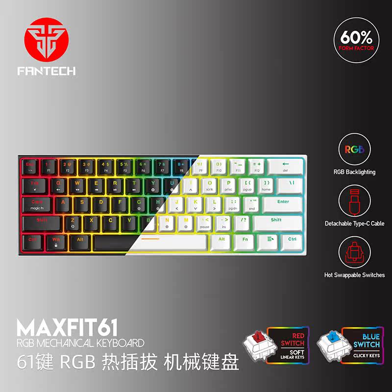 MK857 Hot Plug rgb Luminous 61 Key Mechanical Keyboard Game Macro Design No Conflict Green Axis Red Axis