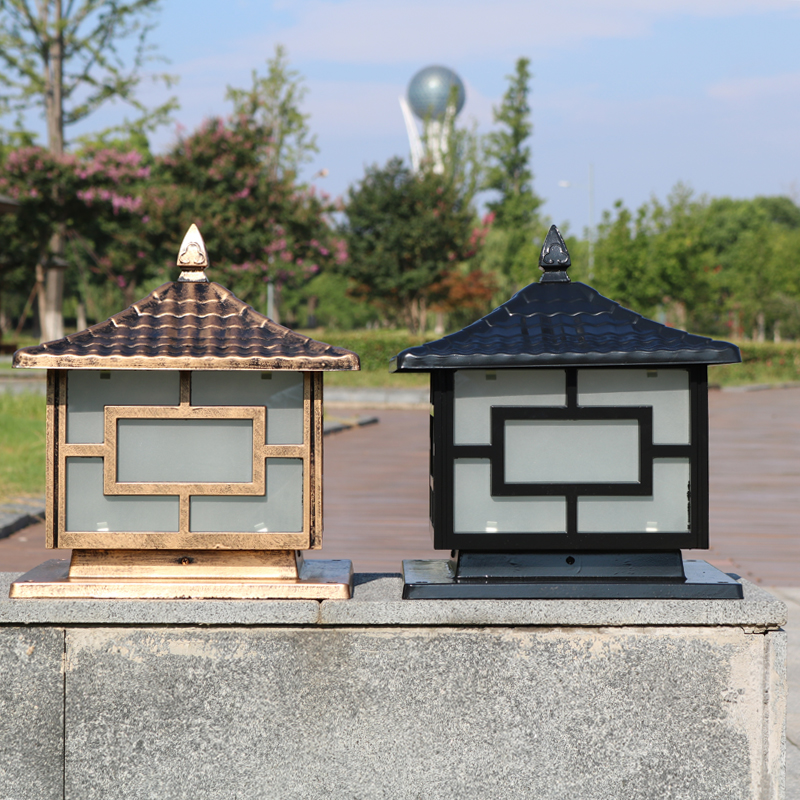 Square column head lamp outdoor waterproof gate pillar lamp wall lamp household wall head lamp Chinese character landscape garden lamp