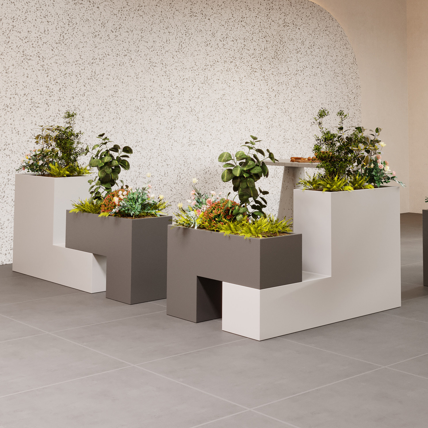 Outdoor Iron Art Flower Case Sample House Display Center Flower Beds Combine Road Partition Flower Shelf Custom Flower Groove Commercial Street Type Green Planting Box