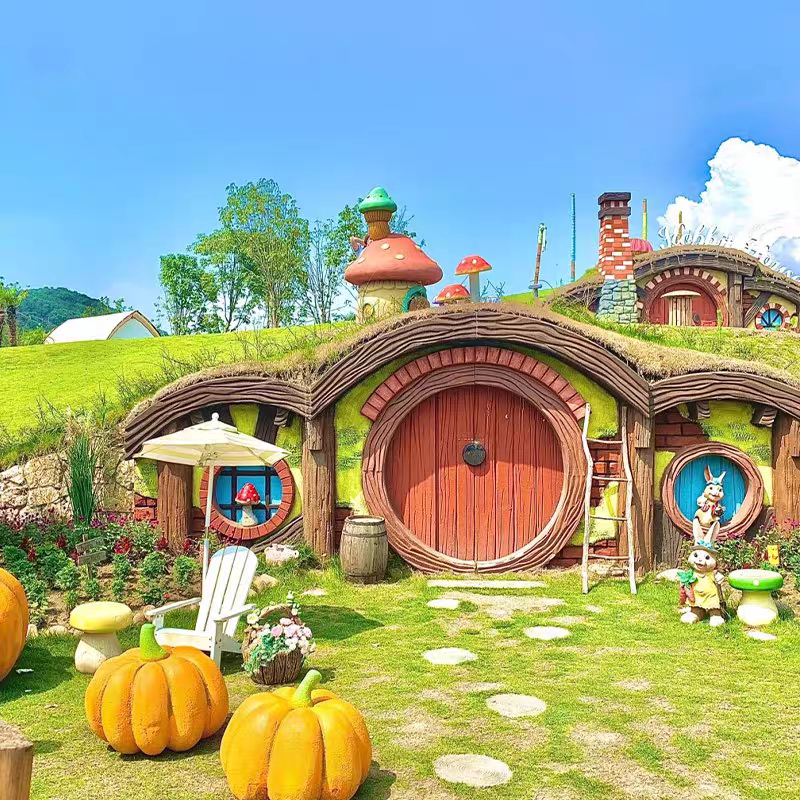 Outdoor Hobbit Cabin Ornaments Garden Scenic Spot Farm Internet Celebrity Photo Check-In Background Wall Landscaping Decoration Gadgets