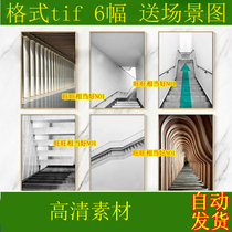 Modern minimalist Europe Black and White Art Building Steps Roman Column Palaces Church of the Palazzo Genguan Decorative picture material