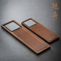 Japanese-style heavy bamboo small tea tray simple black gold stone dry bubble tea table drainage tray household Bamboo Stone Kung Fu Tea Sea