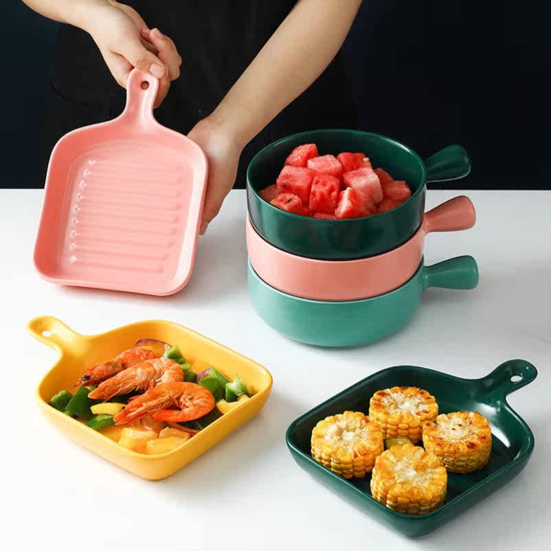 Nordic style ceramic bakeware oven microwave oven special baking baked rice net red dish dish plate dish fruit plate