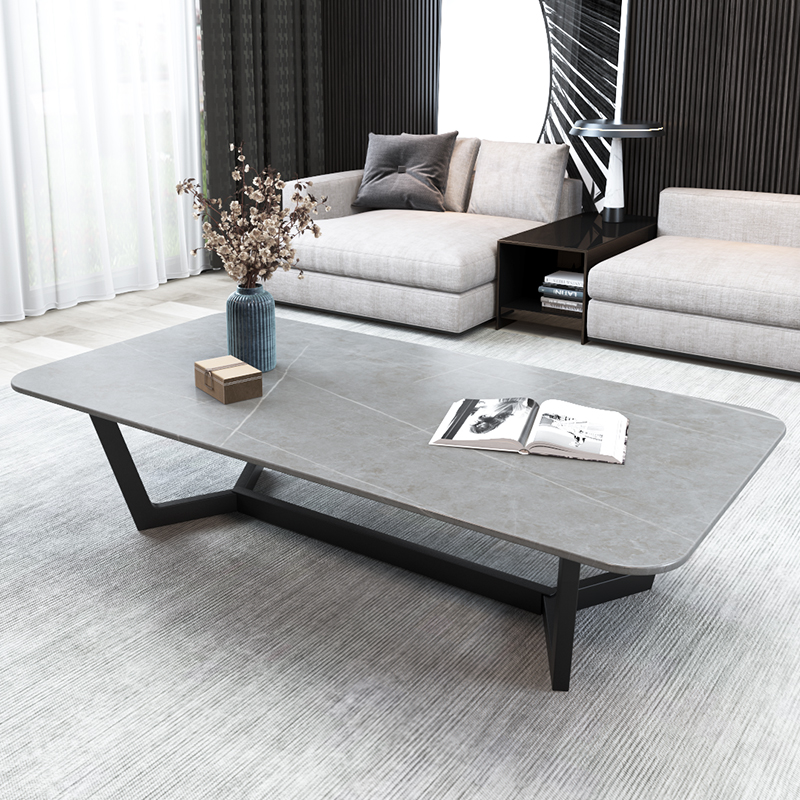 High-end custom Nordic light luxury modern minimalist marble tea table home small apartment living room slate coffee table electric