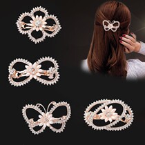 South Korea Top Clip Spring Clip Crystal Water Drill Hair Clip Top Clip Horizontal Clip Hollowed-out Haircut Butterfly Knot Hollow Chuck Head Finish