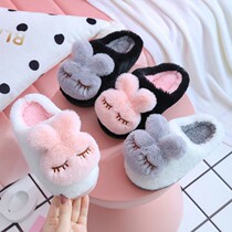 Childrens cotton slippers girls parent-child baby boy cute cartoon anti-slip soft bottom room plus suede thickened cotton slippers