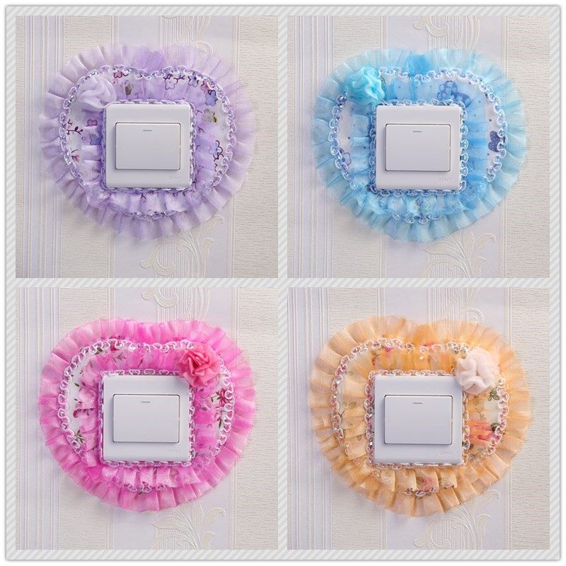 Switch Sleeves Lace Home Switch Sticker Wall Cloth Applie Switch Protective Sheath Living-room Bedroom Light Switch Socket Decoration