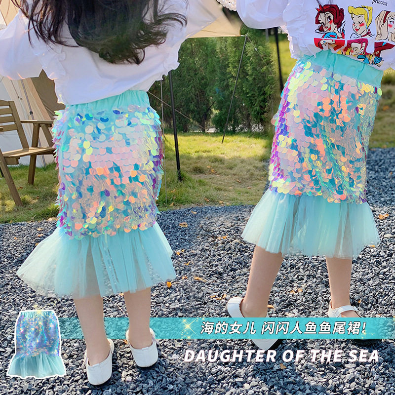 Girl Mermaid Half Dress 2023 Spring and Summer New Baby Princess Baby Baby Skirts Children's Net - tail dress