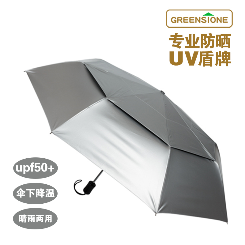 British Professional Super Strong Sun Protection Uv Protection Umbrella Upf50+ Automatic Double-Layer Enlarged Titanium Silver Sun Umbrella
