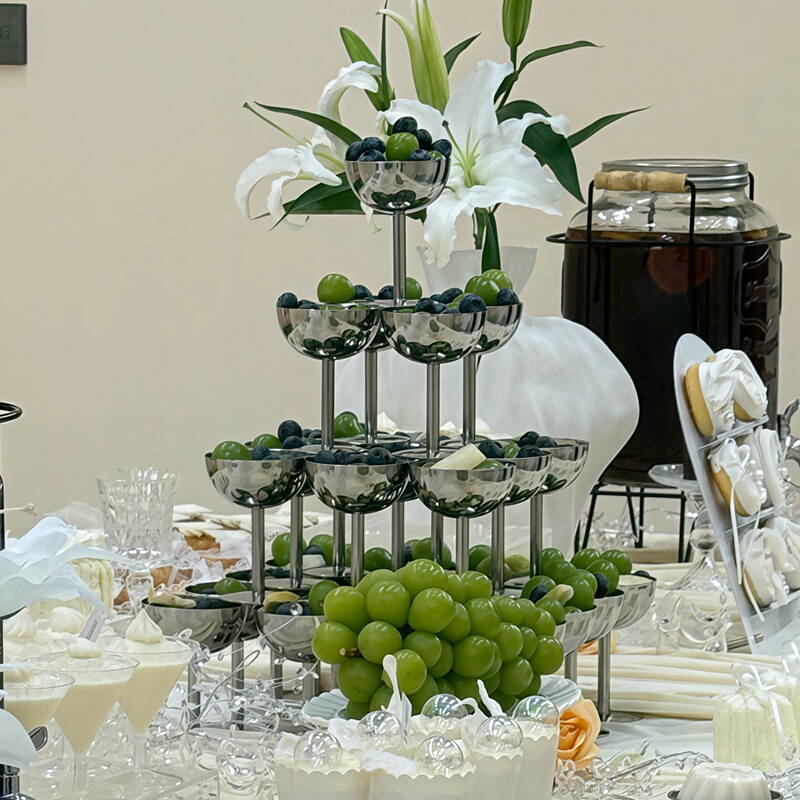 Wedding Decoration Stainless Steel Champagne Tower Glasses Birthday Engagement Banquet Party Decoration Cups Tabletop Dessert Champagne Glasses