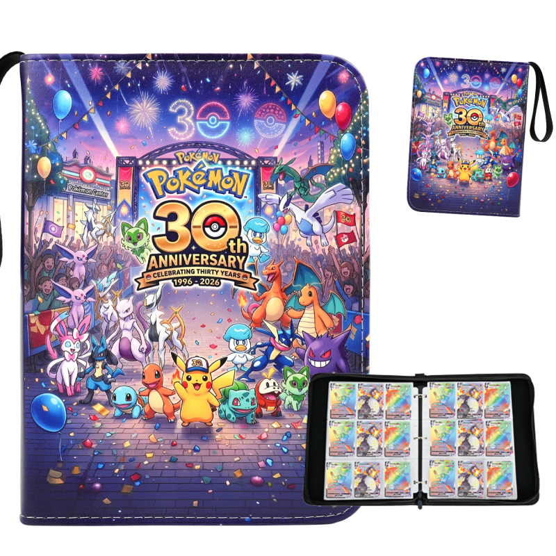 Pokémon 30Th Anniversary Card Storage Album Ptcg 30Th Anniversary Card Album Pu Leather Zipper Card Collection Album