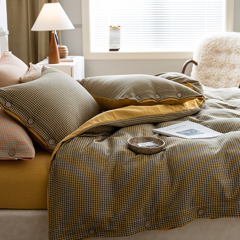 A - class color sweet jacket thousand bird cotton four - piece set 100 whole cotton washing cotton is suited to Nordic bed linen