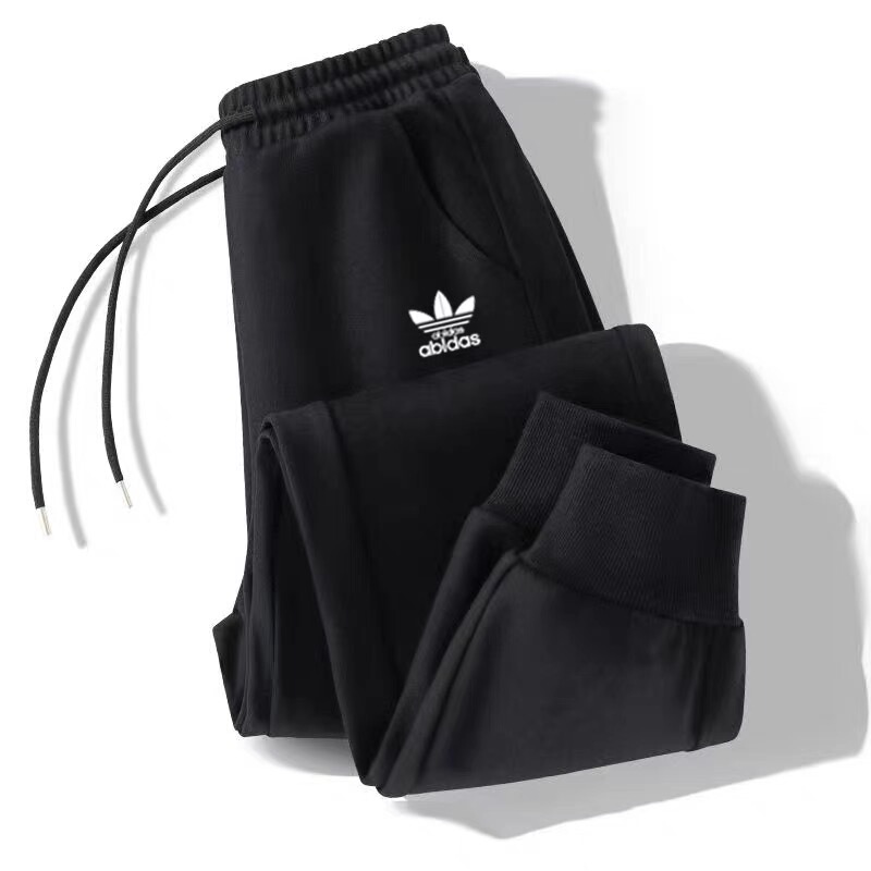 Clover Women's Sports Casual Pants, Autumn and Winter Fleece-Lined, Versatile Pure Cotton, Petite and Plus Size, Korean Style Jogger Sweatpants