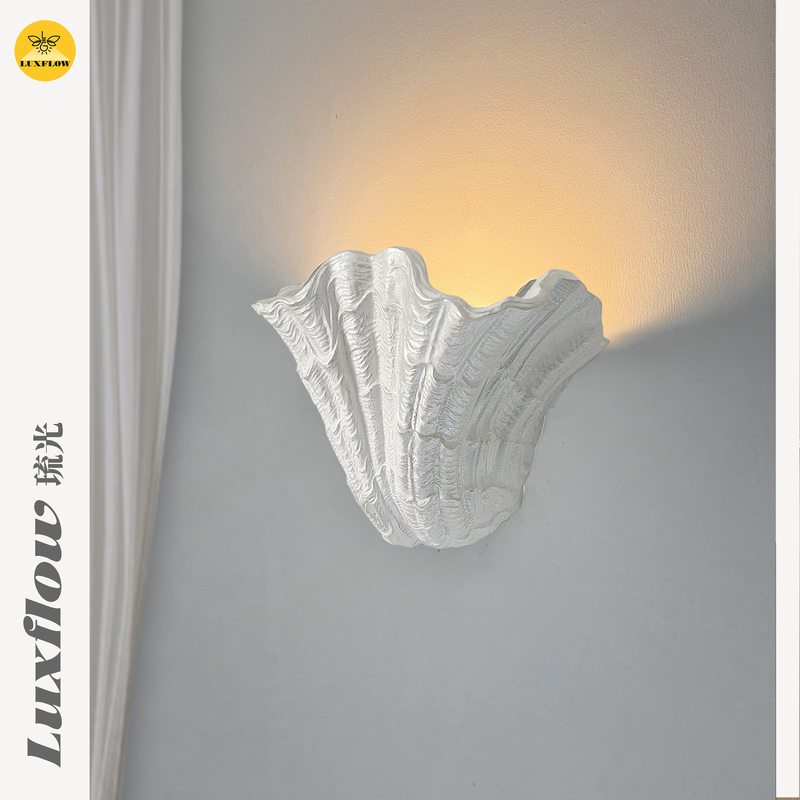 Glazed French Shell Wall Lamp, Plaster Lamp, Staircase Corridor Aisle Lighting, Entrance Lamp, Artistic Designer Atmosphere Lamp Glazed French Shell Wall Lamp, Plaster Lamp, Staircase Corridor Aisle Lighting, Entrance Lamp, Artistic Designer Atmosphere Lamp