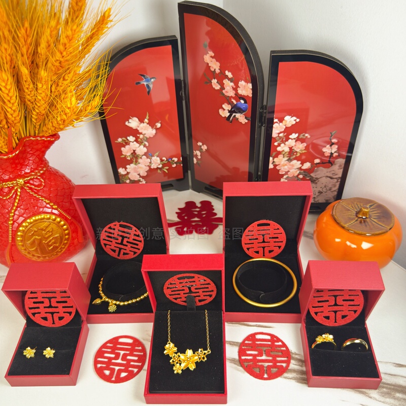 Fake Gold Jewelry Set, Engagement Imitation Hardware Set, Sand Gold Ornaments, Wedding Display Props, Wedding Fake Gold