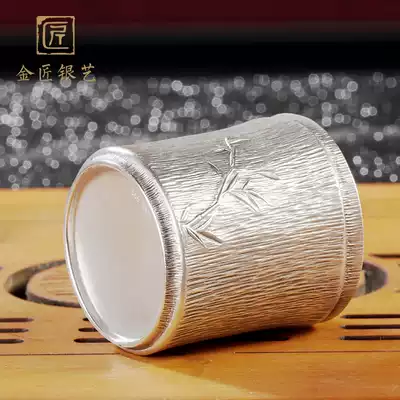 Art silversmith gold bamboo festival antique silver wine glass pure handmade sterling silver 999 set silver wine set set silver wine bottle