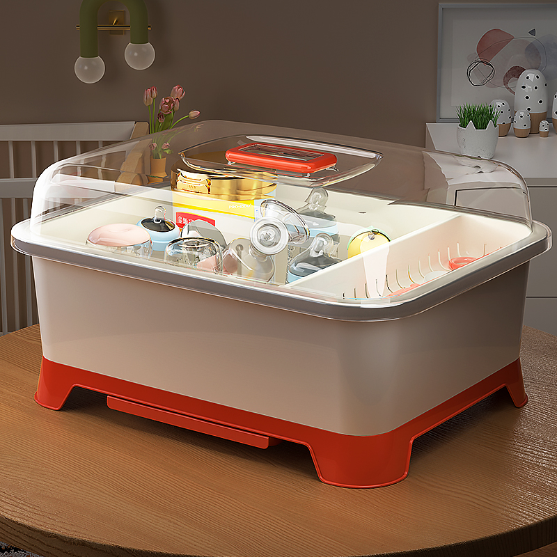 Bottle containing box Baby Bowl Chopsticks Drain Rack Cabinet dust-proof with cover baby accessories Tools cutlery containing box-Taobao