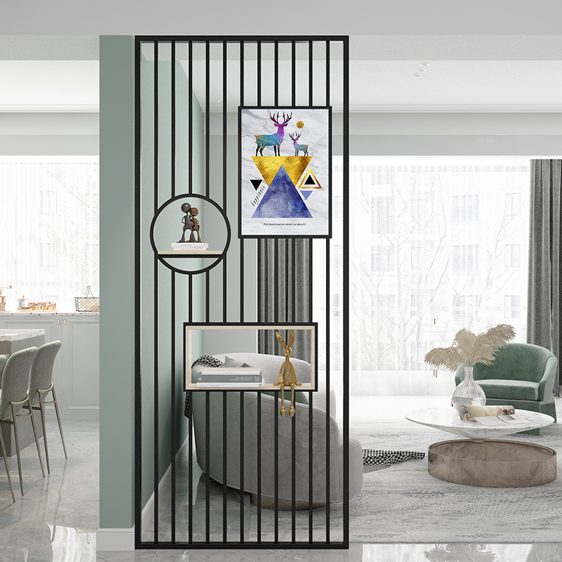 Nordic Iron Art Belt Painting Screen Living Room Entrance Door Xuan Guan Decorative Wash Table Brief Modern Net Red Half Cut Partition Wall