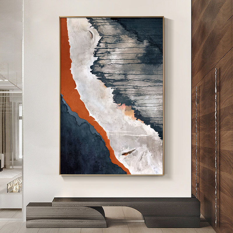 Hand painted oil painting Living room Xuanguan Painting Aisle Decoration Painting Modern Minimalist Abstract Hung Painting Sofa Background Wall Hanging Painting Nordic