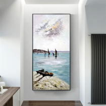 Pure hand-painted oil painting Entrance decorative painting Home aisle corridor hanging painting vertical version abstract mural smooth sailing