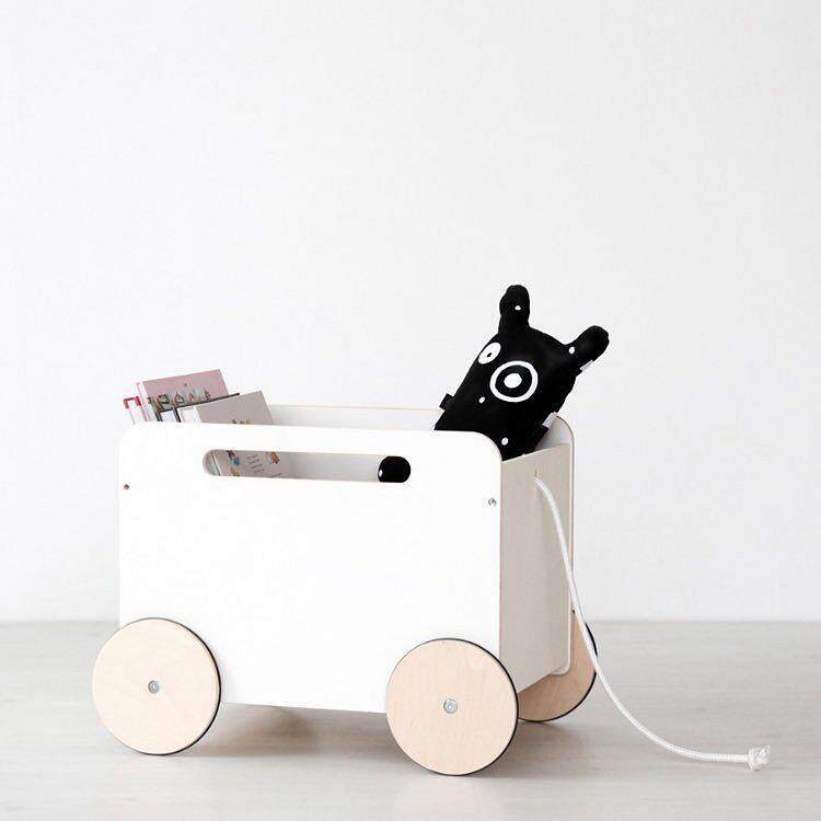 INS Nordic style wooden pull rope trolley for children toddler toy car children's room decoration photo props
