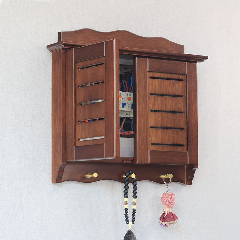 (Lingjie) Pure Solid Wood Baking Varnish Electric Meter Box Multimedia Router Shielding Case Decoration Empty Open Shelter Belt Hook-Taobao