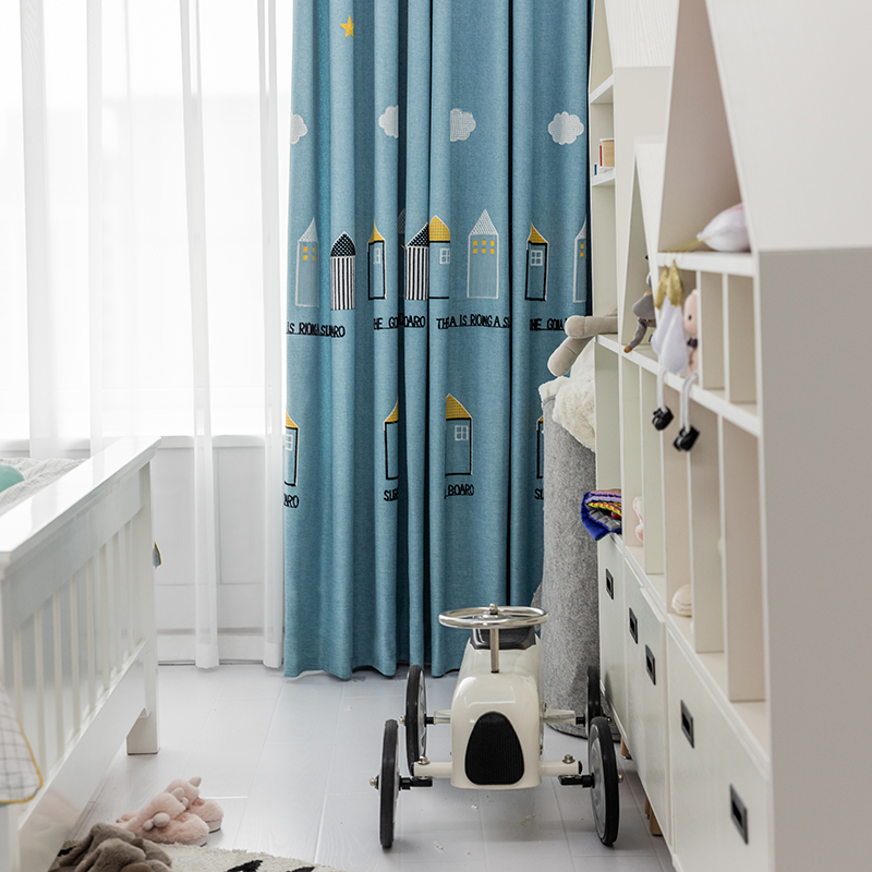 Shade Curtains Children's Room Boy Bedroom Cartoon Blue 2021 New Modern Minimalist Thermal Insulation Floating Windows Customised