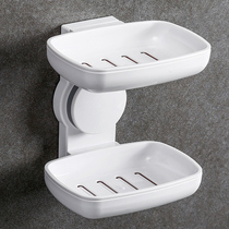 Soap case free of punching wall-mounted suction cup creative double toilet Home Soap Box Drain Soap Rack Bathroom