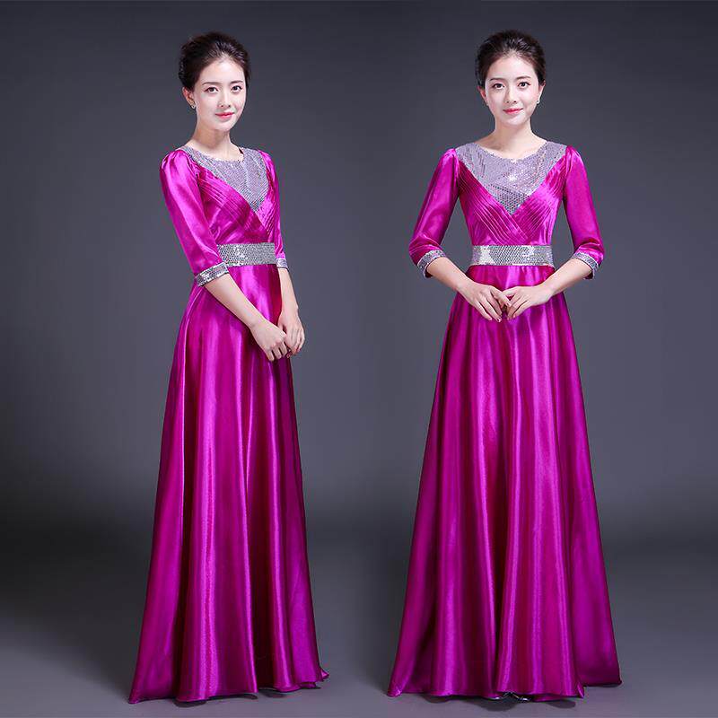 New stage choral suit female seven-one red choral costume choral dress
